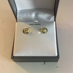 14KT gold knot earrings.